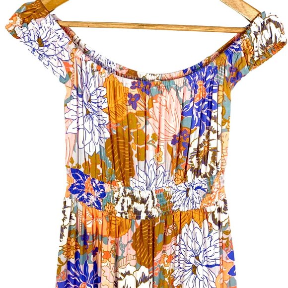 Anthro Abel The Label Pastel Romance Floral Tiered Peasant Maxi Dress Size M - Picture 7 of 11